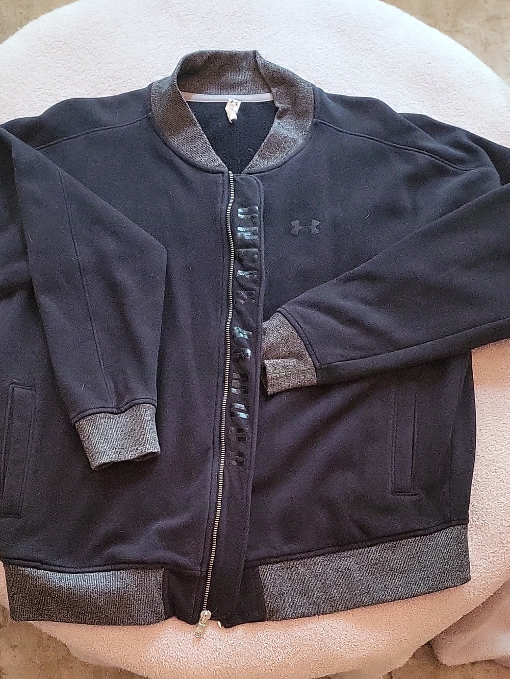 Under Armour Black Bomber Jacket with Gray Trim